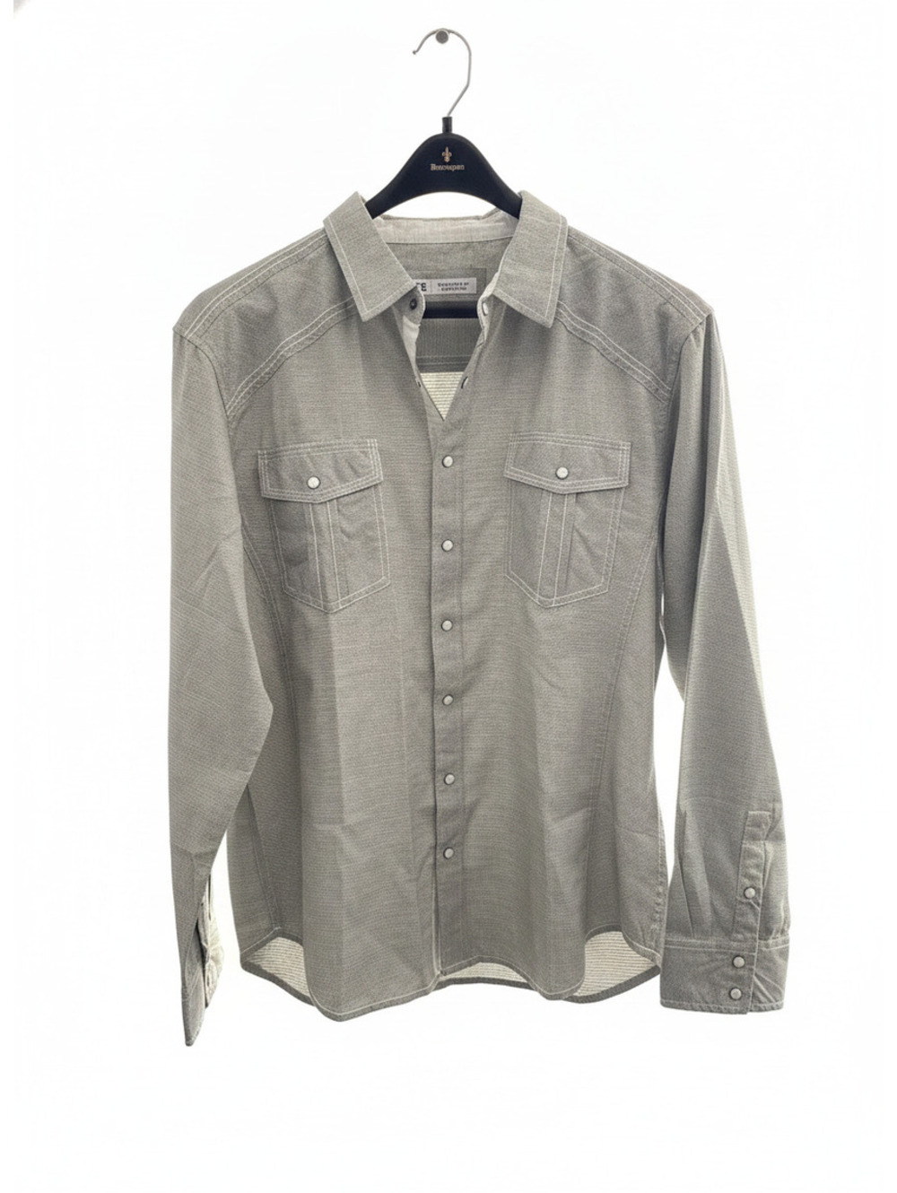BKE Men's Long Sleeve Button-Up Shirt Gray Size M